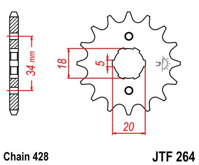 Pinion fata JT 15T, 428 [2]