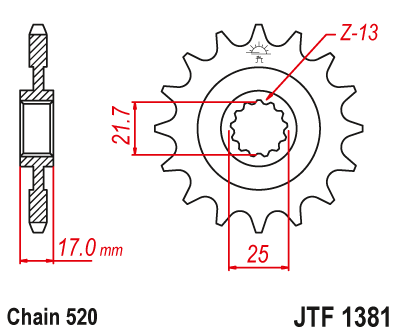 Pinion fata JT 15T, 520 [2]
