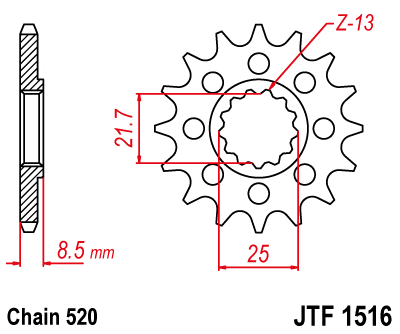 Pinion fata JT 15T, 520 [2]