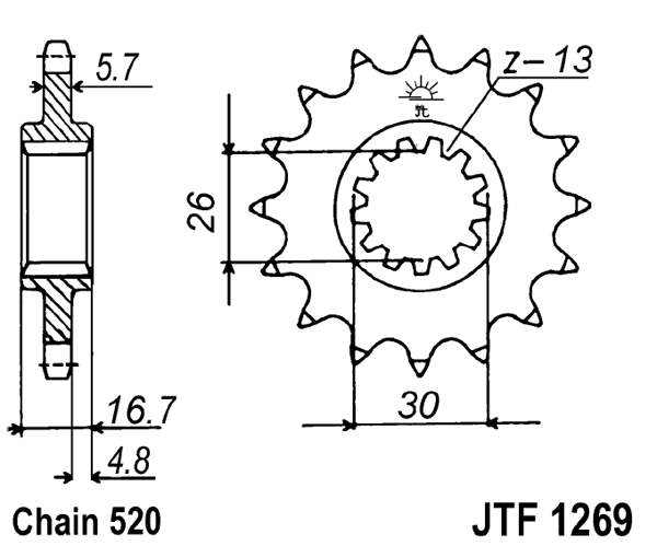 Pinion fata JT 15T, 520 [2]