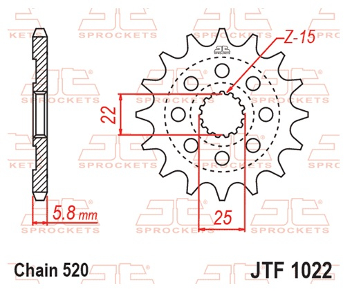 Pinion fata JT 15T, 520 [2]