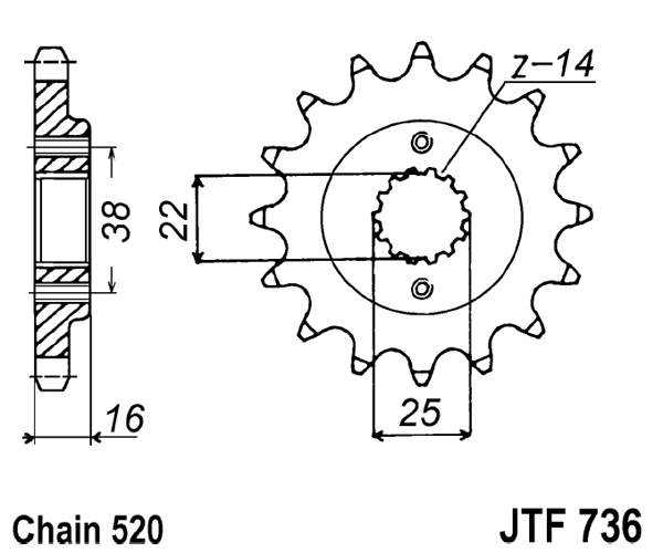 Pinion fata JT 15T, 520 [2]