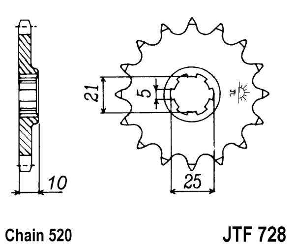 Pinion fata JT 15T, 520 [2]