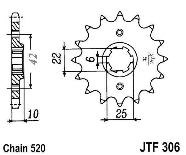 Pinion fata JT 15T, 520 [2]