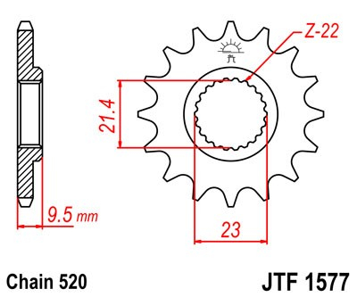 Pinion fata JT 15T, 520 [2]