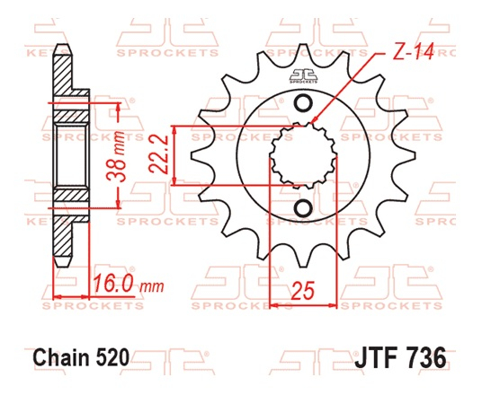 Pinion fata JT 15T, 520 rubber cushioned [2]