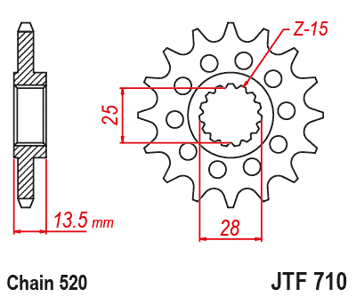 Pinion fata JT 16T, 520 [2]