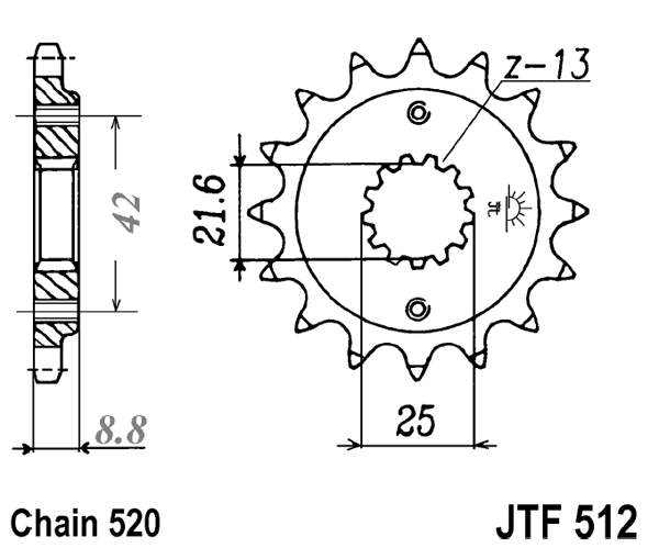 Pinion fata JT 15T, 520 rubber cushioned [2]