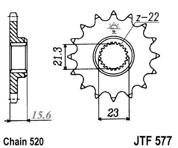 Pinion fata JT 15T, 520 rubber cushioned [2]