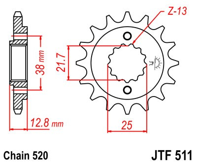 Pinion fata JT 15T, 520 rubber cushioned [2]