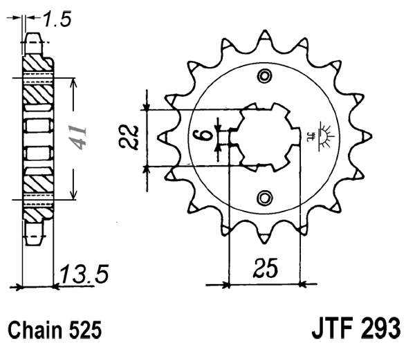 Pinion fata JT 15T, 525 [2]