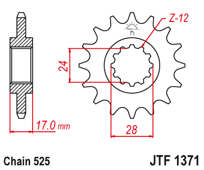Pinion fata JT 15T, 525 [2]