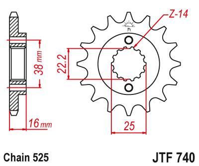 Pinion fata JT 15T, 525 [2]