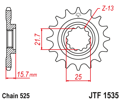Pinion fata JT 15T, 525 [2]