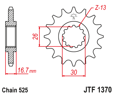 Pinion fata JT 15T, 525 [2]