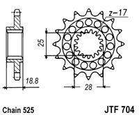 Pinion fata JT 15T, 525 rubber cushioned [2]