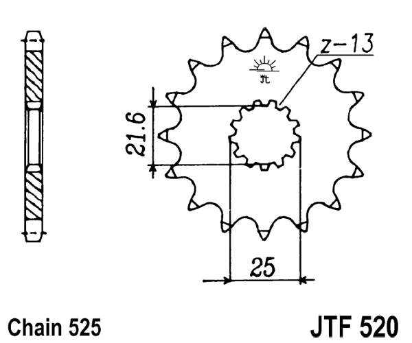 Pinion fata JT 15T, 525 rubber cushioned [2]