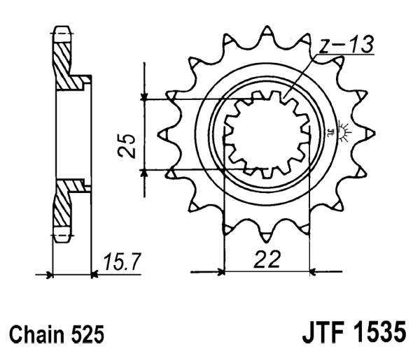 Pinion fata JT 15T, 525 rubber cushioned [2]