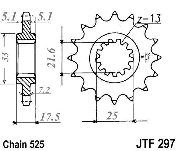 Pinion fata JT 15T, 525 rubber cushioned [2]