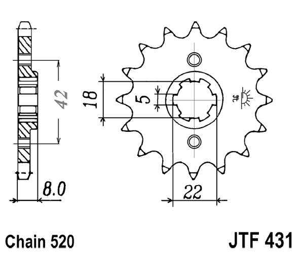 Pinion fata JT 15T, 530 [2]