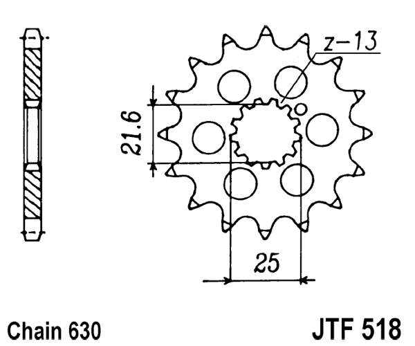 Pinion fata JT 15T, 630 [2]