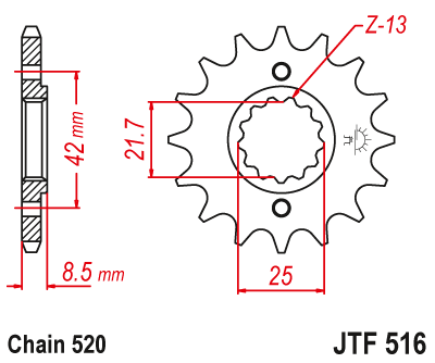 Pinion fata JT 16T, 520 [2]