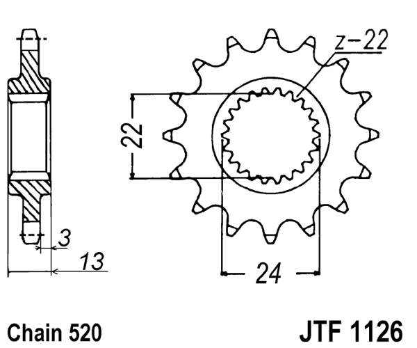 Pinion fata JT 16T, 520 [2]