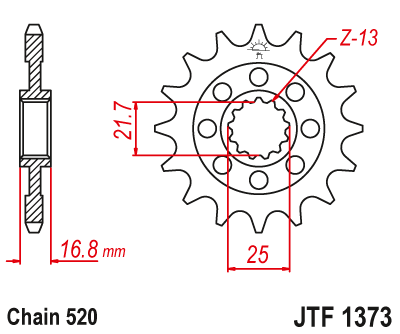 Pinion fata JT 16T, 520 [2]