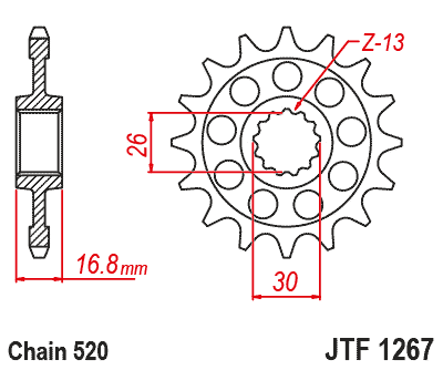 Pinion fata JT 16T, 520 rubber cushioned [2]