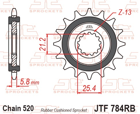 Pinion fata JT 16T, 520 rubber cushioned [2]