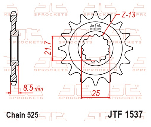 Pinion fata JT 16T, 525 rubber cushioned [2]