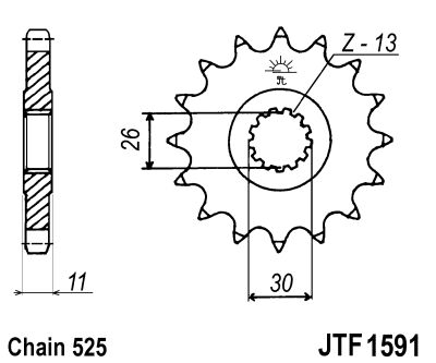 Pinion fata JT 16T, 525 rubber cushioned [2]