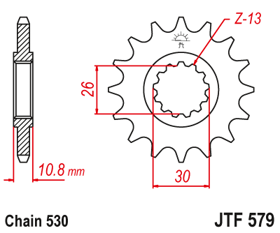 Pinion fata JT 16T, 530 [2]