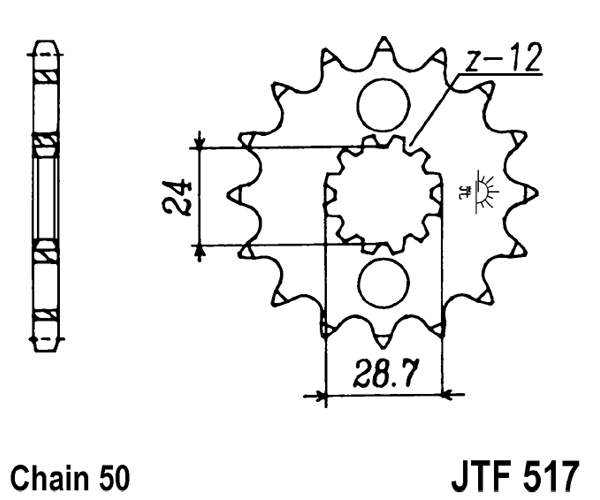 Pinion fata JT 16T, 530 [2]