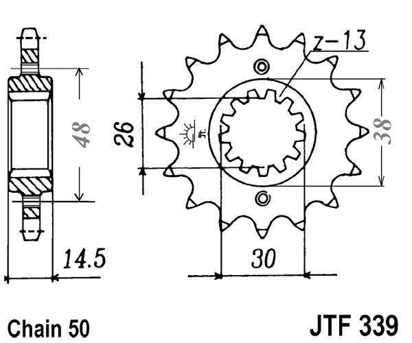 Pinion fata JT 16T, 530 rubber cushioned [2]