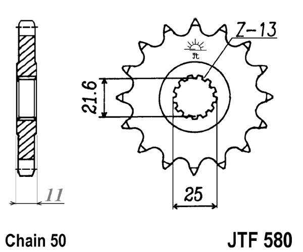 Pinion fata JT 16T, 530 rubber cushioned [2]
