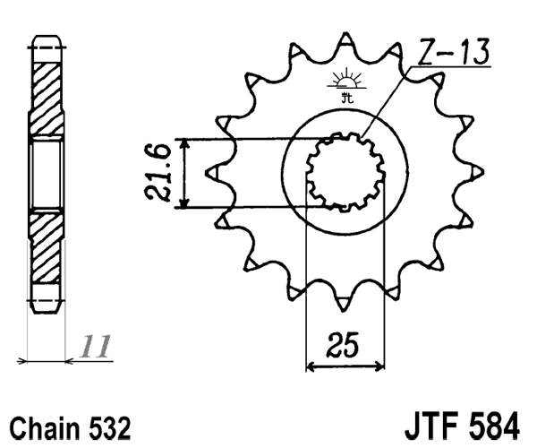 Pinion fata JT 16T, 532 [2]
