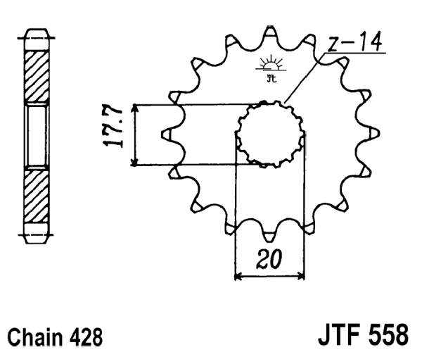 Pinion fata JT 17T, 428 [2]