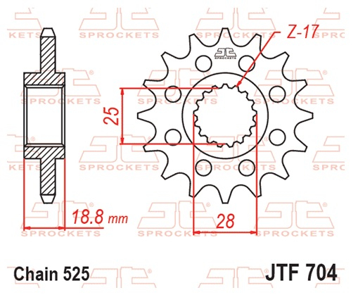 Pinion fata JT 17T, 525 rubber cushioned [2]