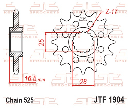 Pinion fata JT 17T, 525 rubber cushioned [2]