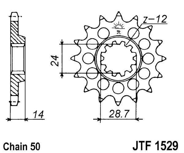 Pinion fata JT 17T, 530 rubber cushioned [2]