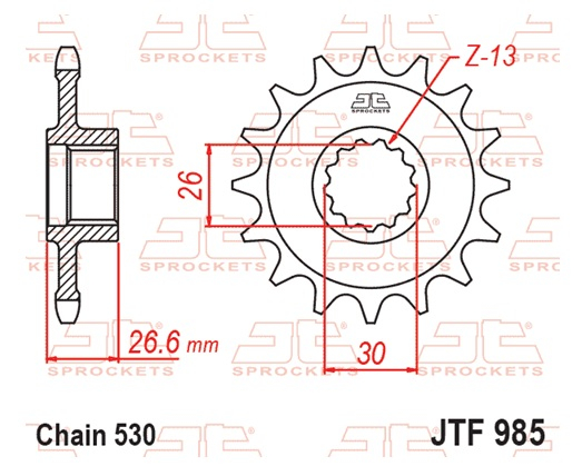 Pinion fata JT 19T, 530 rubber cushioned [2]