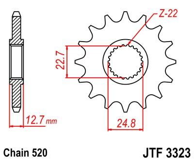 Pinion fata JT 22T, 520 [2]