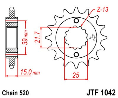 Pinion fata JT 15T, 520 [2]