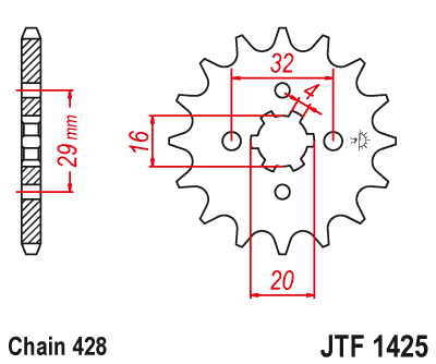 Pinion fata JT JTF 1425-15 15T, 428 [2]