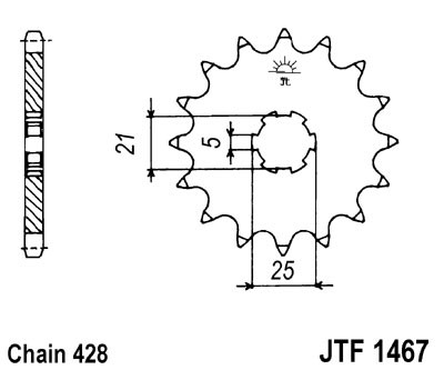 Pinion fata JT JTF 1467-13 13T, 428 [2]
