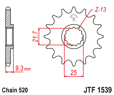 Pinion fata JT JTF 1539-14 14T, 520 [2]