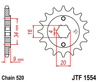 Pinion fata JT JTF 1554-12 12T, 520 [2]