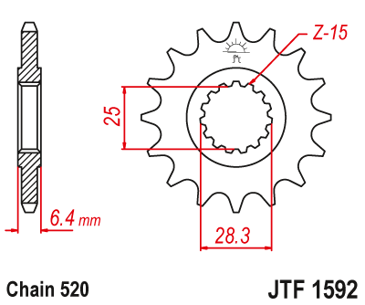 Pinion fata JT JTF 1592-14RB 14T, 520 rubber cushioned [2]