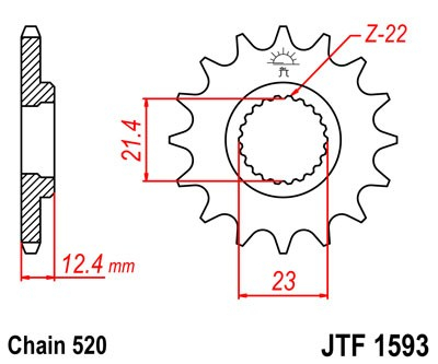 Pinion fata JT JTF 1593-14 14T, 520 [2]
